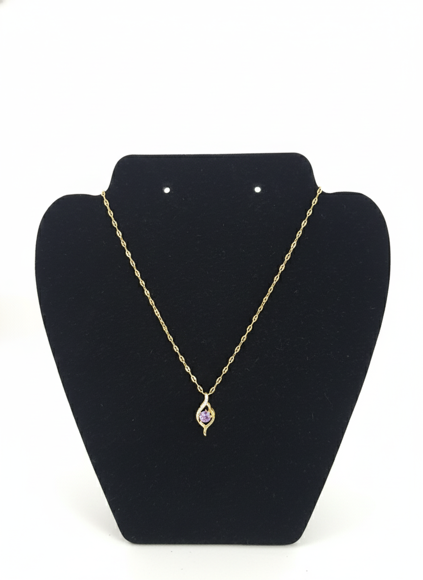 Collier Élégance Royale – Pendentif Goutte Entrelacée et Pierre Violette Améthyste