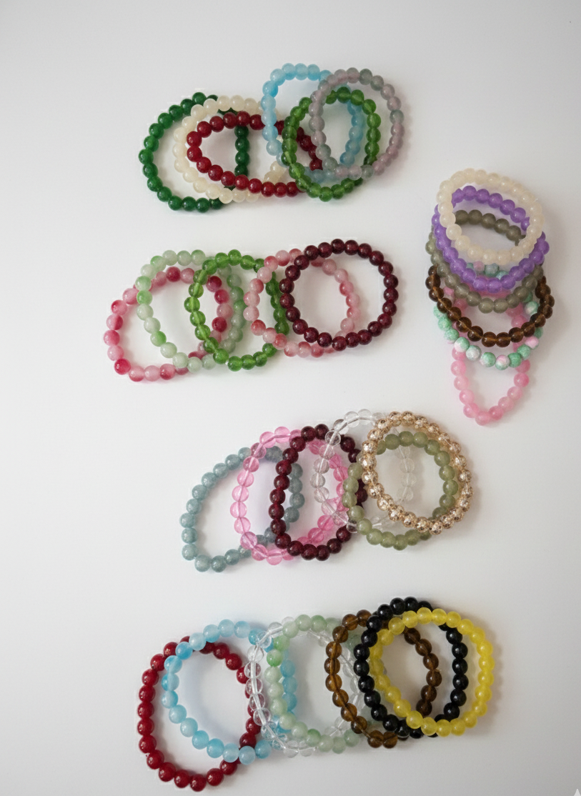 Coffret "Éclat Multicolore" – Lot de 6 Bracelets Élastiques en Perles