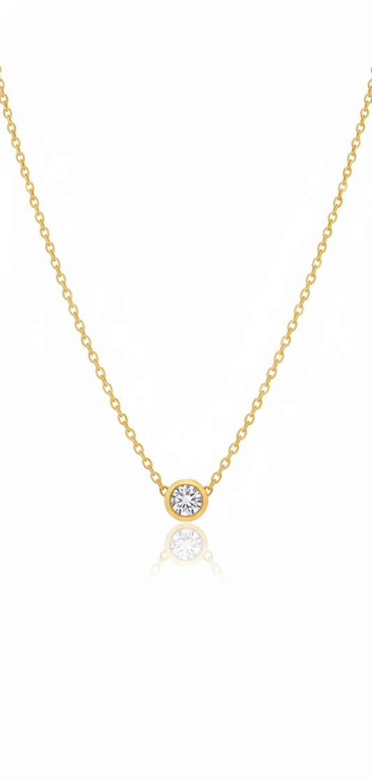 Collier Doré Élégant avec Solitaire en Cristal