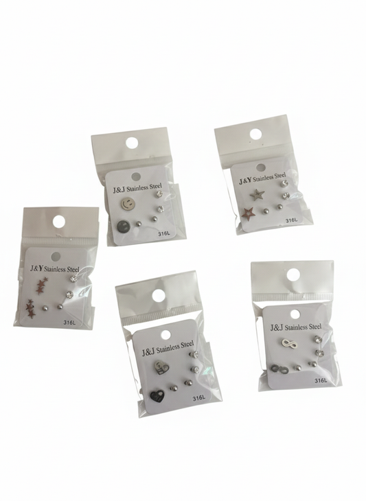 Ensemble de Boucles d'Oreilles en Acier Inoxydable 316L – Collection "Minimaliste"